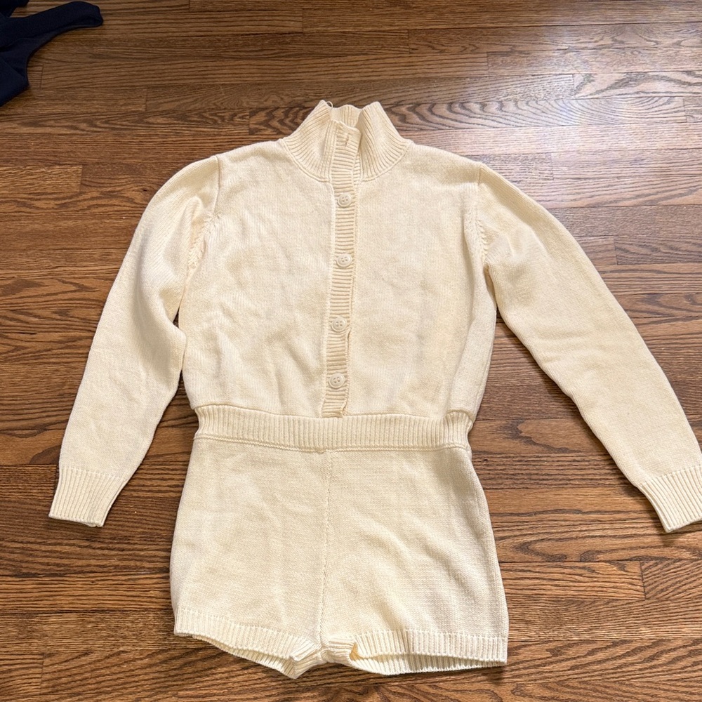 Zara Cream Knit Romper Jumpsuit